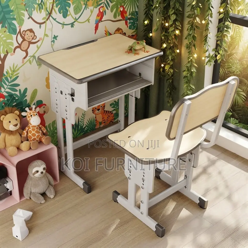 Home Desk; Brown Reclining Height Study Desk Chair Set