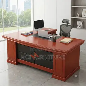 Office Desk; 1.4 Meters Executive Mahogany Desk With L Return