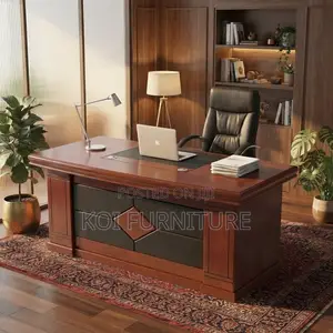 Office Desk; 1.4 Meters Executive Mahogany Desk With L Return