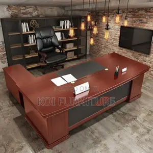Office Desk; 1.4 Meters Executive Mahogany Desk With L Return