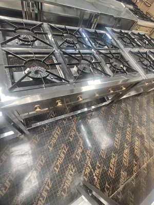 Six‐Burner Stainless Steel Commercial Gas Cooker