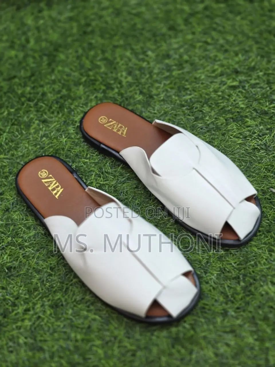Zara Open-Toe Flat Leather Sandals Size 37-41