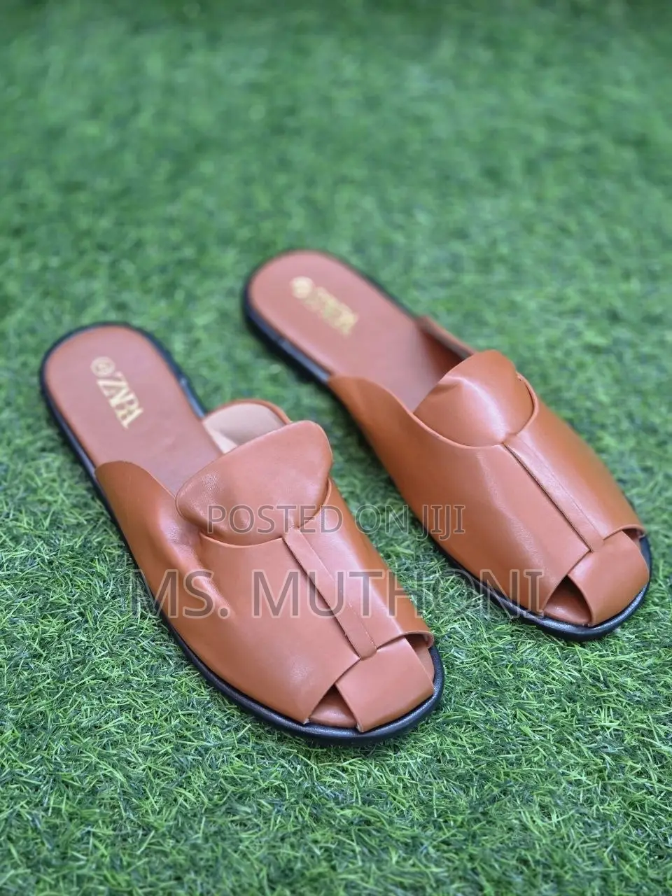 Zara Open-Toe Flat Leather Sandals Size 37-41