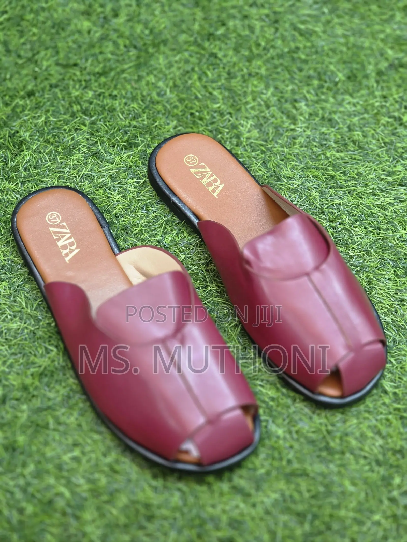 Zara Open-Toe Flat Leather Sandals Size 37-41