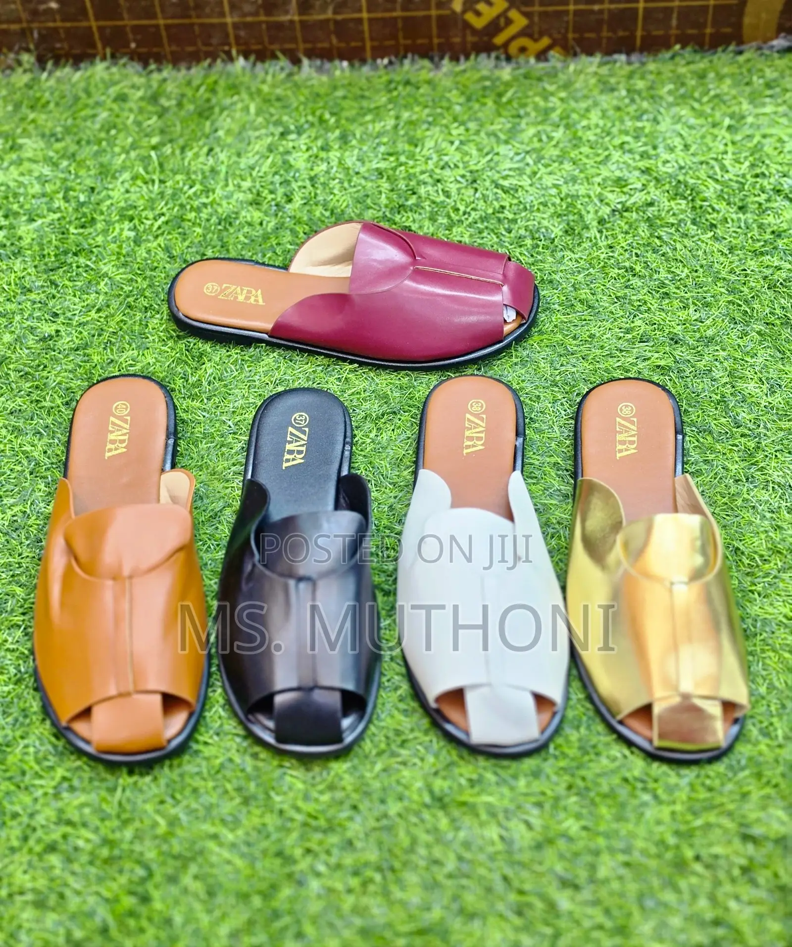Zara Open-Toe Flat Leather Sandals Size 37-41