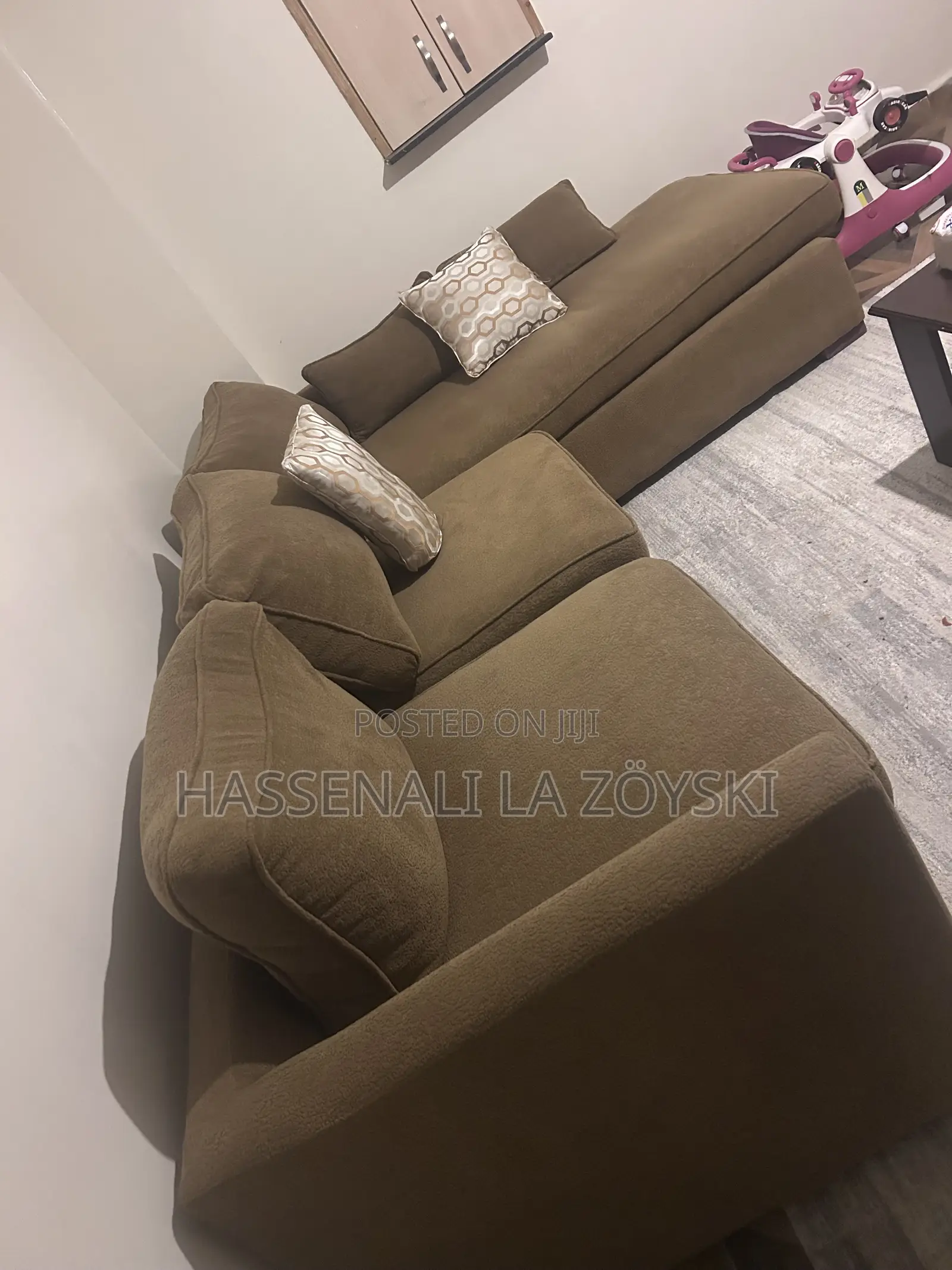 Brown L-Shaped Sofa