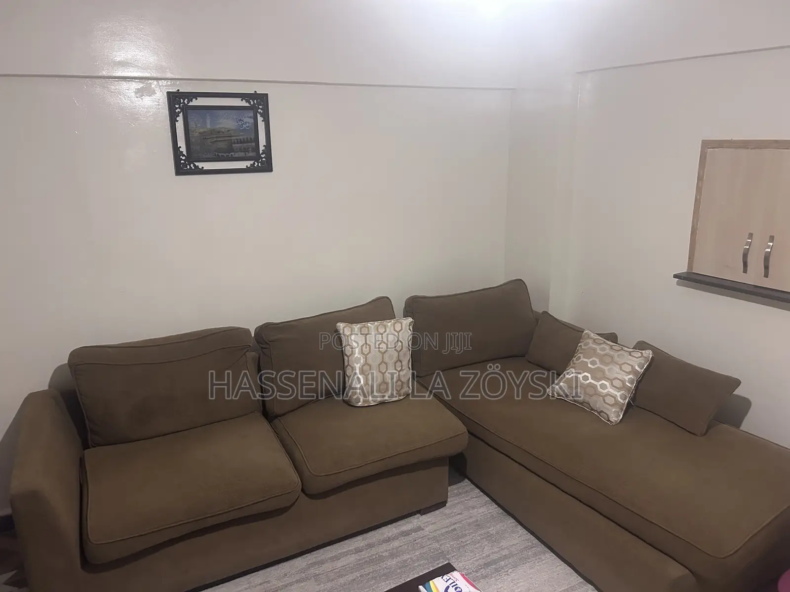 Brown L-Shaped Sofa