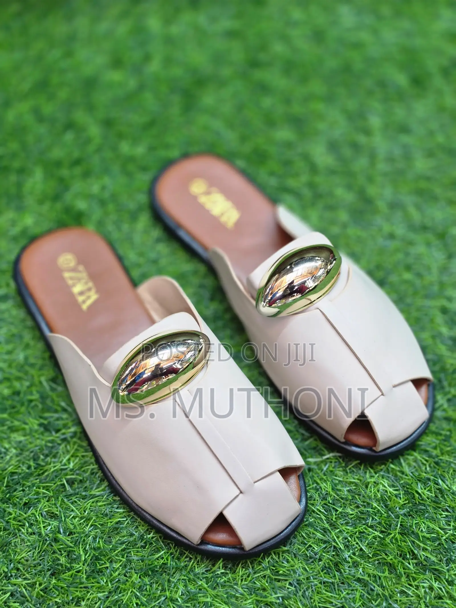 Trendy Zara Women's Slip-on Sandals Ft Gold-Embellishment 37-41