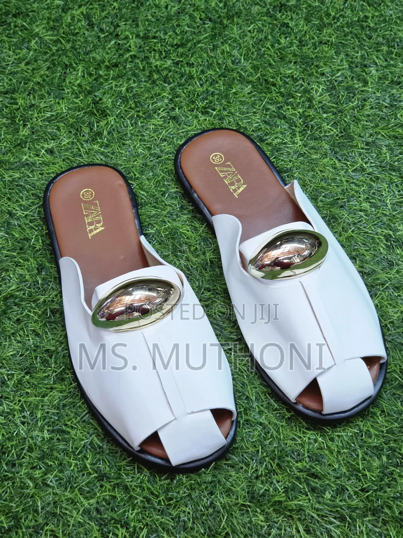 Trendy Zara Women's Slip-on Sandals Ft Gold-Embellishment 37-41