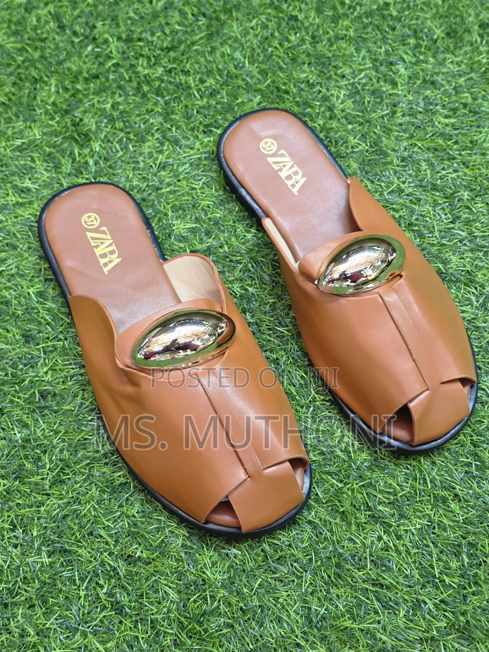 Trendy Zara Women's Slip-on Sandals Ft Gold-Embellishment 37-41
