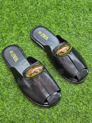 Trendy Zara Women's Slip-on Sandals Ft Gold-Embellishment 37-41