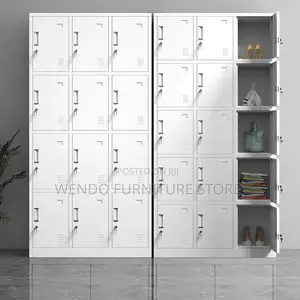Office Cabinet; Fifteen Lockers Gray Executive File Office Gym Cabinet