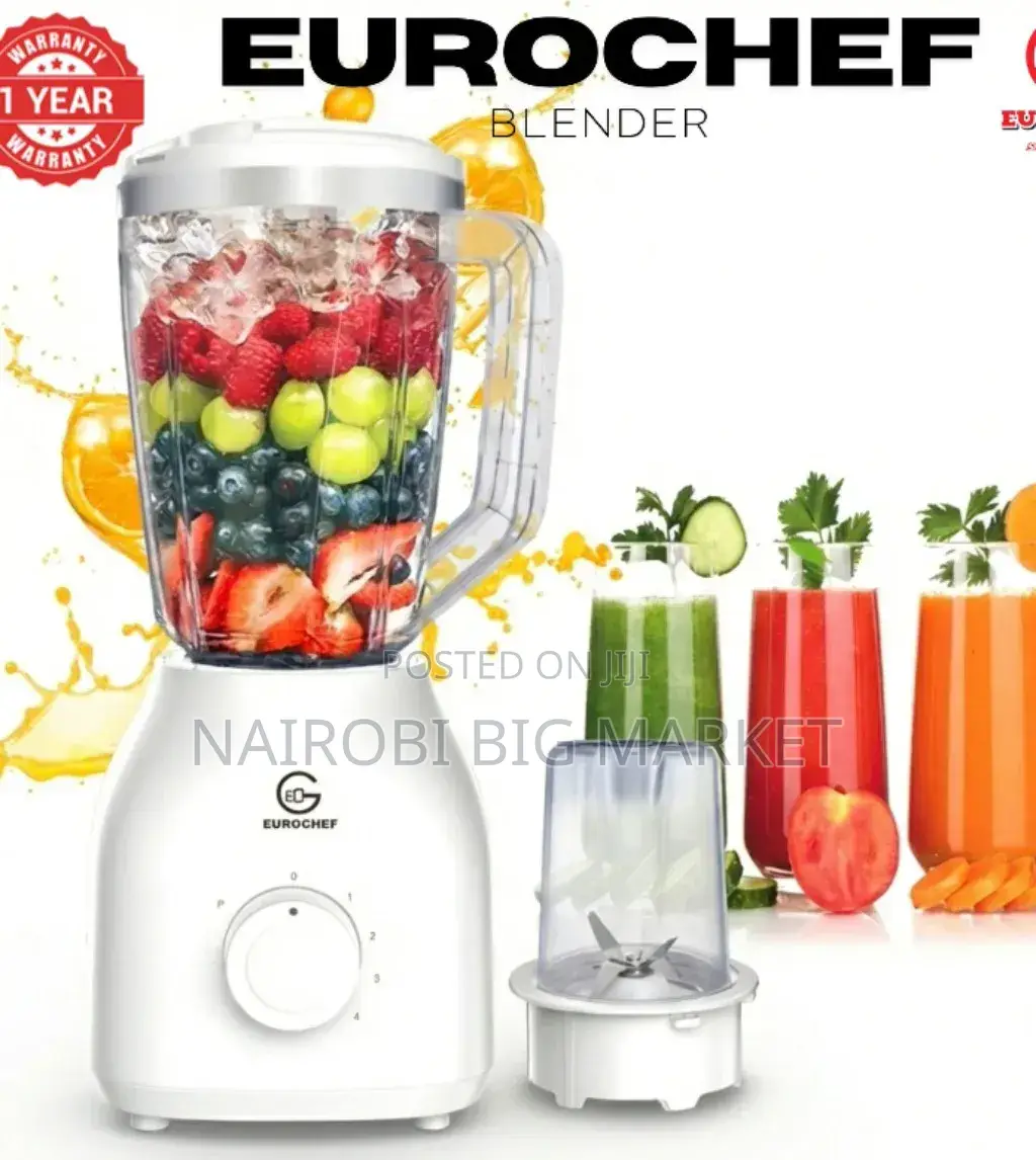 2 in 1 Eurochef 1.8 Liter With 4 Speed 3 Pin (With Fuse) Blender
