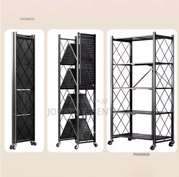 Foldable Kitchen Rack Microwave Stand Heavy Duty Storage Shelf - thumbnail 4