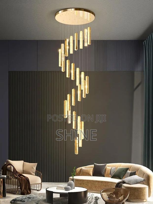 Long Modern Led Crystal Drop Spiral Chanderlier - thumbnail 2