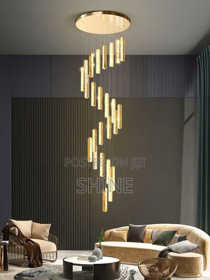 Long Modern Led Crystal Drop Spiral Chanderlier