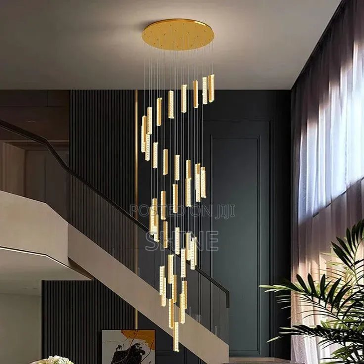 Long Modern Led Crystal Drop Spiral Chanderlier