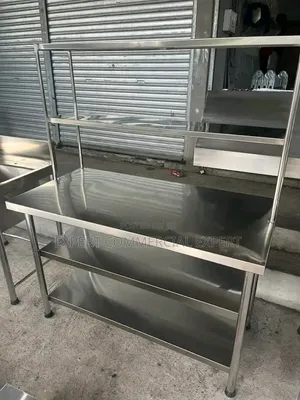Stainless Steel Table With Overshelf