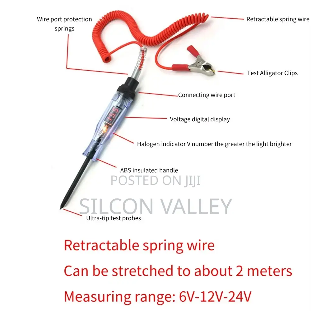 Auto Voltage Circuit Tester DC Digital Display Long Probe Pen