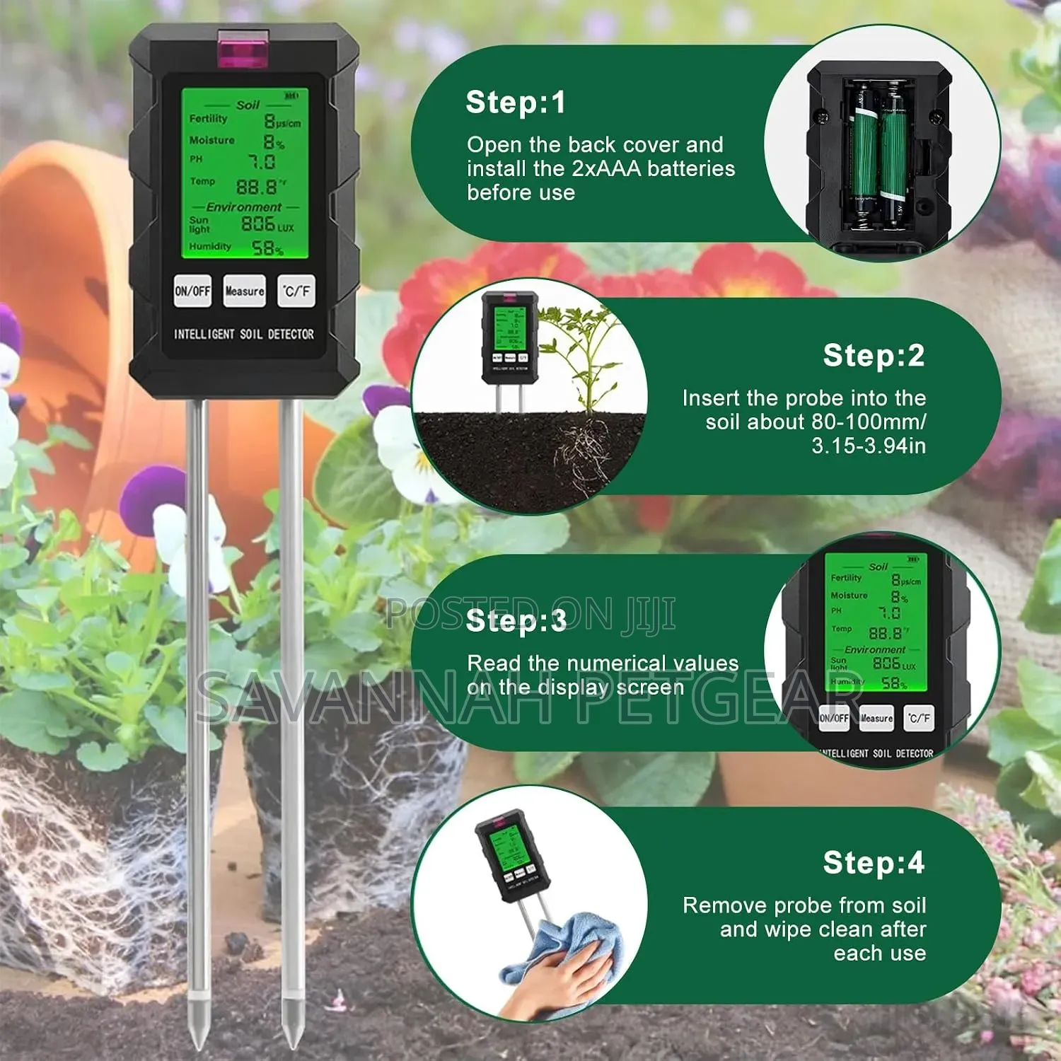 6-in-1 Soil Digital Plant Test Meter for Indoor and Outdoor Gardening