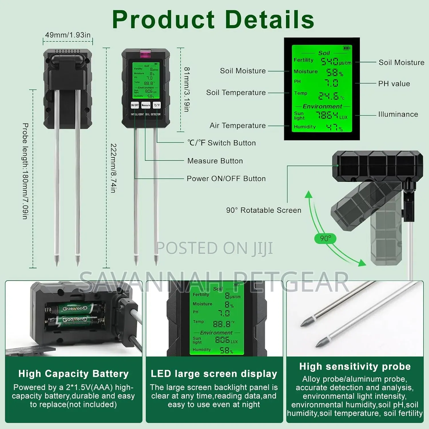 6-in-1 Soil Digital Plant Test Meter for Indoor and Outdoor Gardening