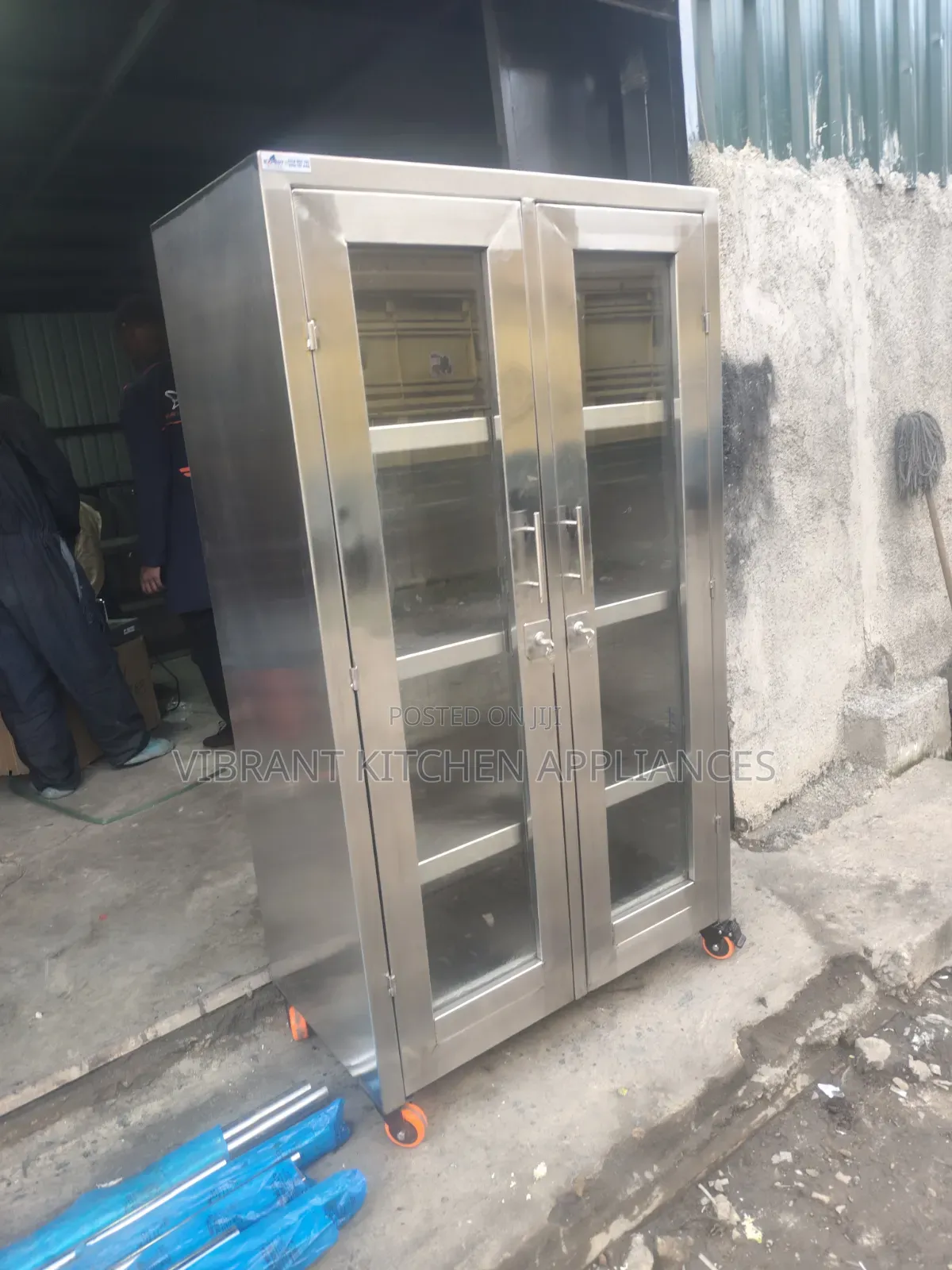 Two‐Door Stainless Steel Mirror Cabinet