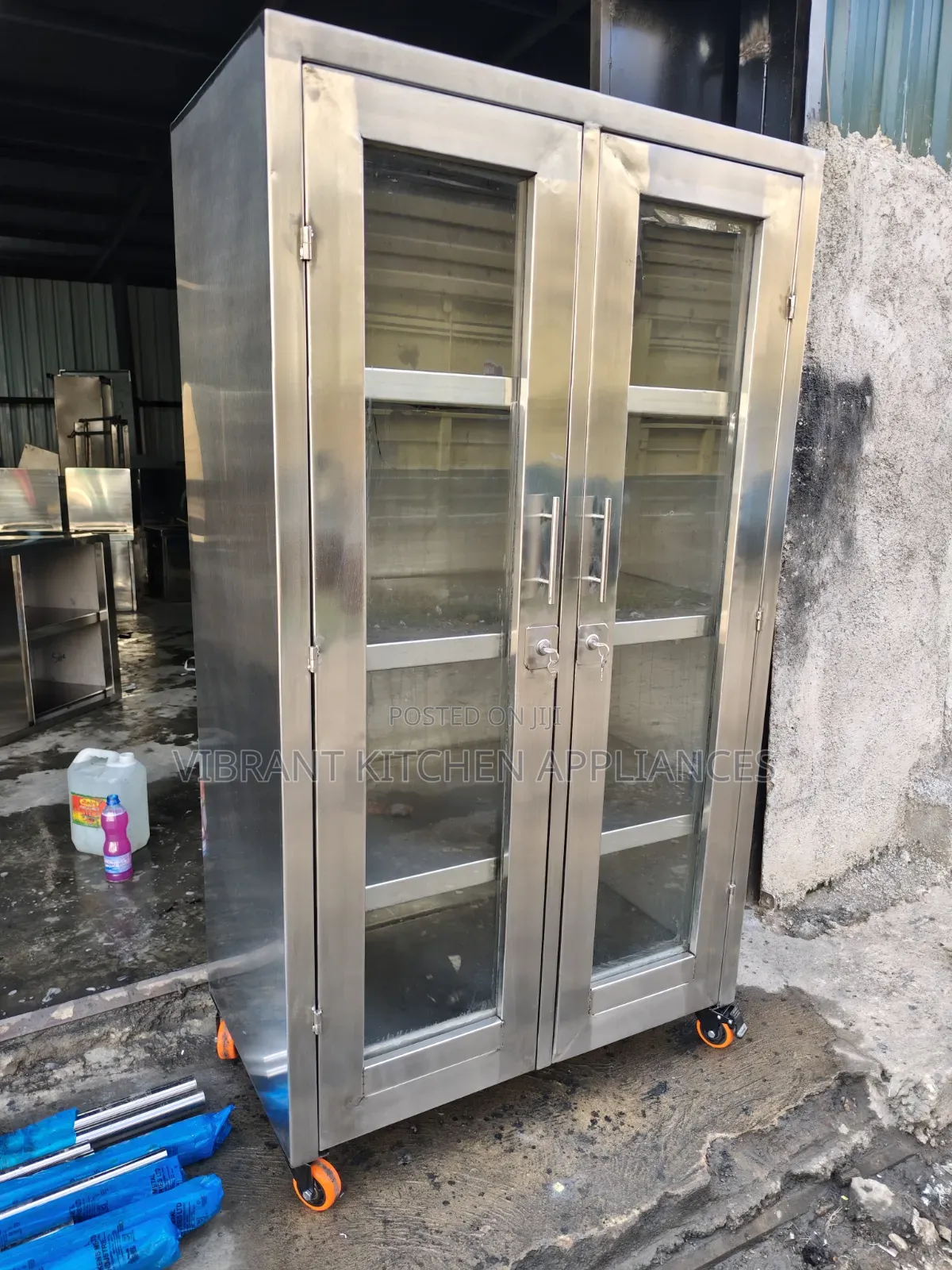 Two‐Door Stainless Steel Mirror Cabinet