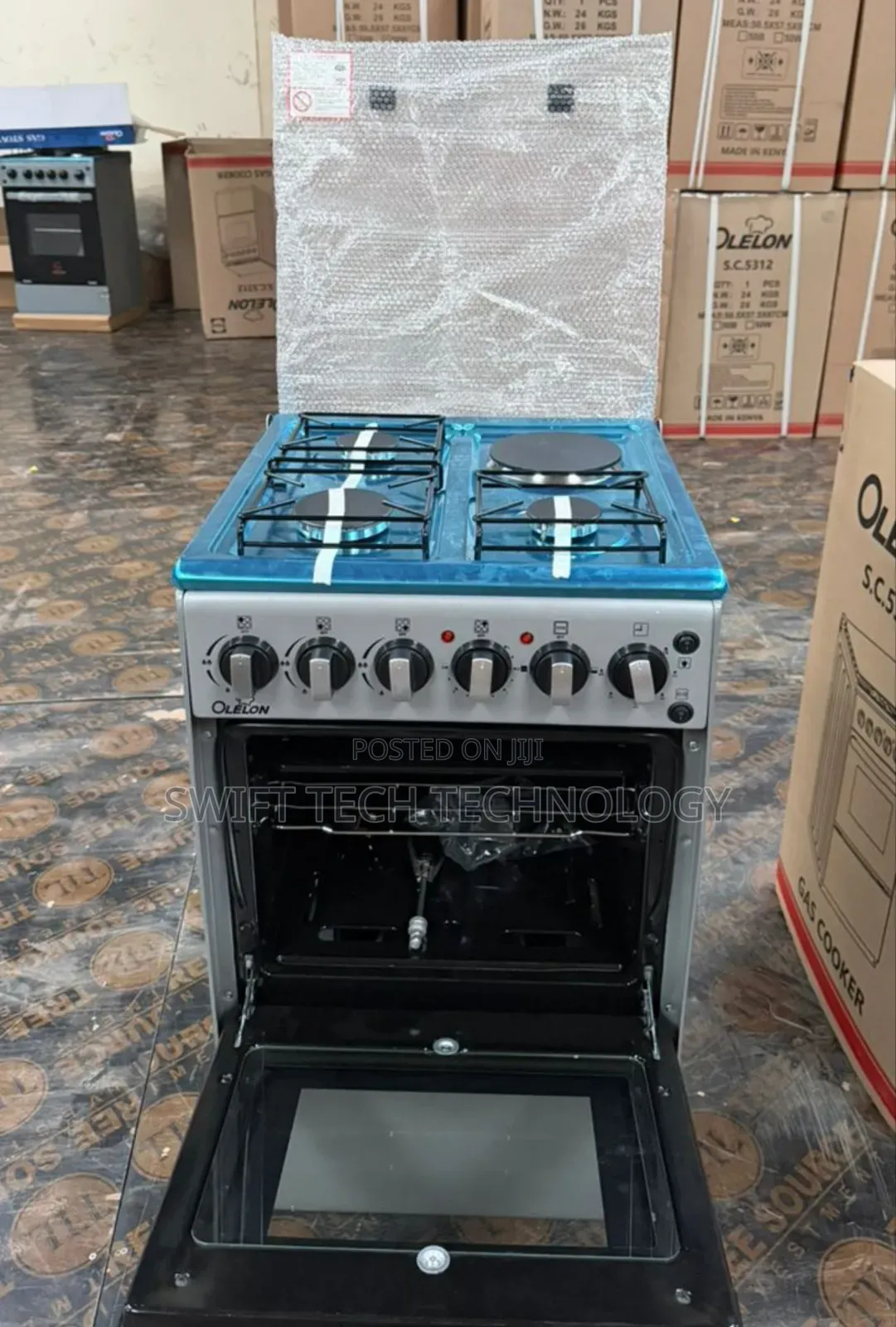Olelon 50*55Cm 3G+1E Standing Cooker With Electric Oven -Silver