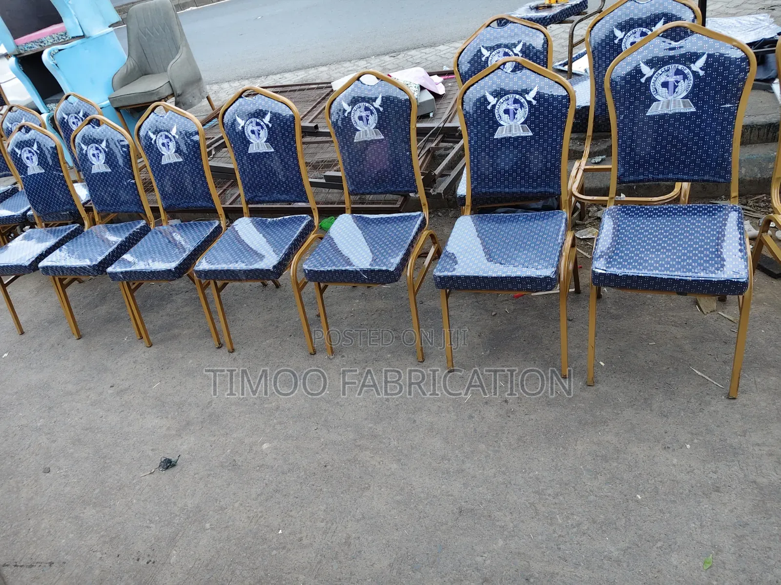 Conference Blue Seats With Print Logo