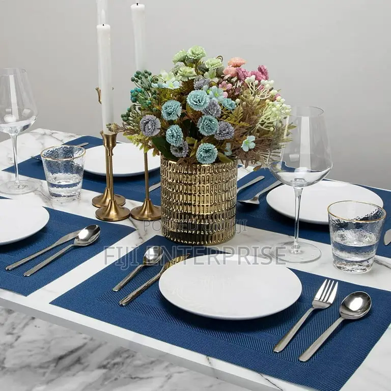 6-Piece PVC Woven Table Mats – Double Sided | Heat Resistant