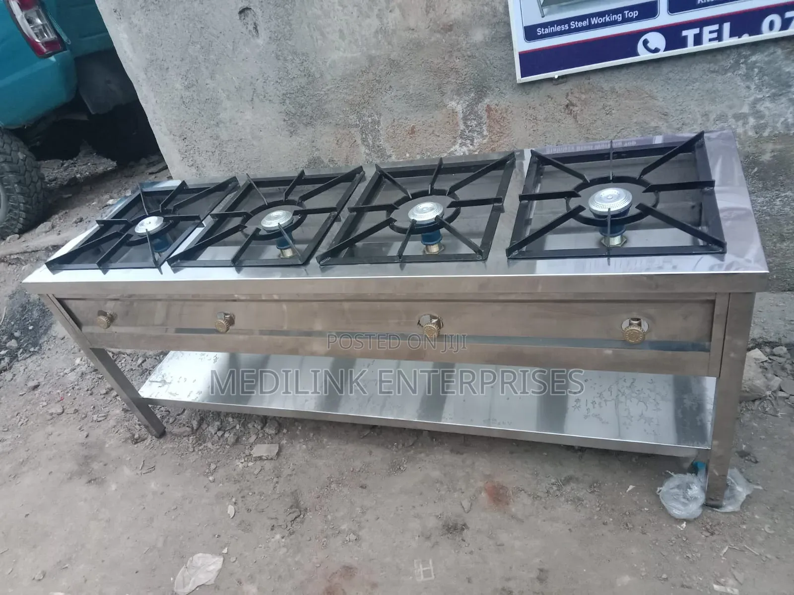 Alamosa Design Stainless Steel Commercial Kitchen 4 4-Burner Cooker