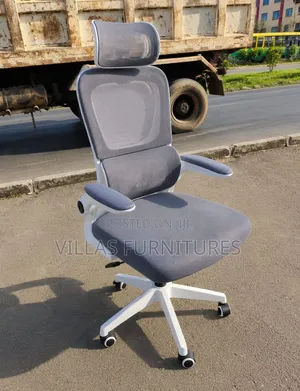 White Egornomic Chair Flip Up Arms and Adjustable Headrest for Comfort