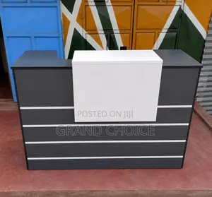 Modern Office Reception Desk With White Front Panel