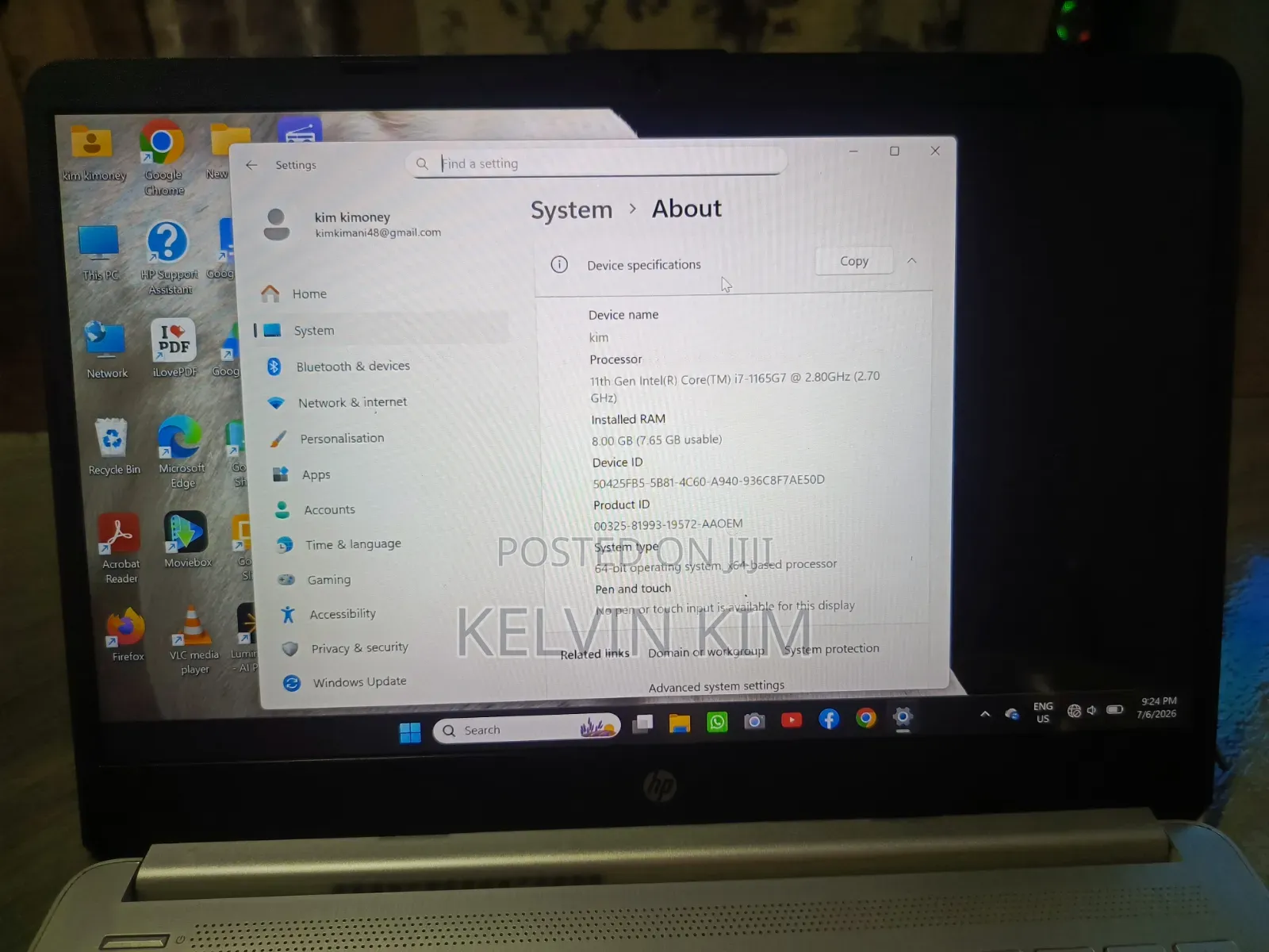 Laptop HP 240 G7 8GB Intel Core i7 SSD 256GB