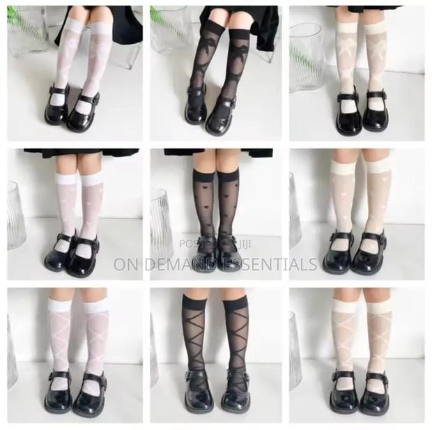 Kids Girl Silk Sock Fashion Heart Bowknot Calf Sock