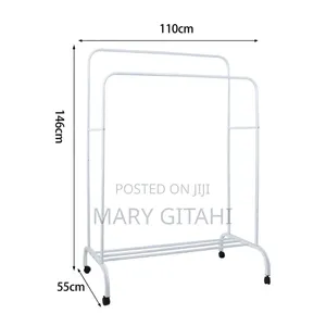 Double Pole Clothing Rack With Wheels Lower Storage Boxes /Shoes*