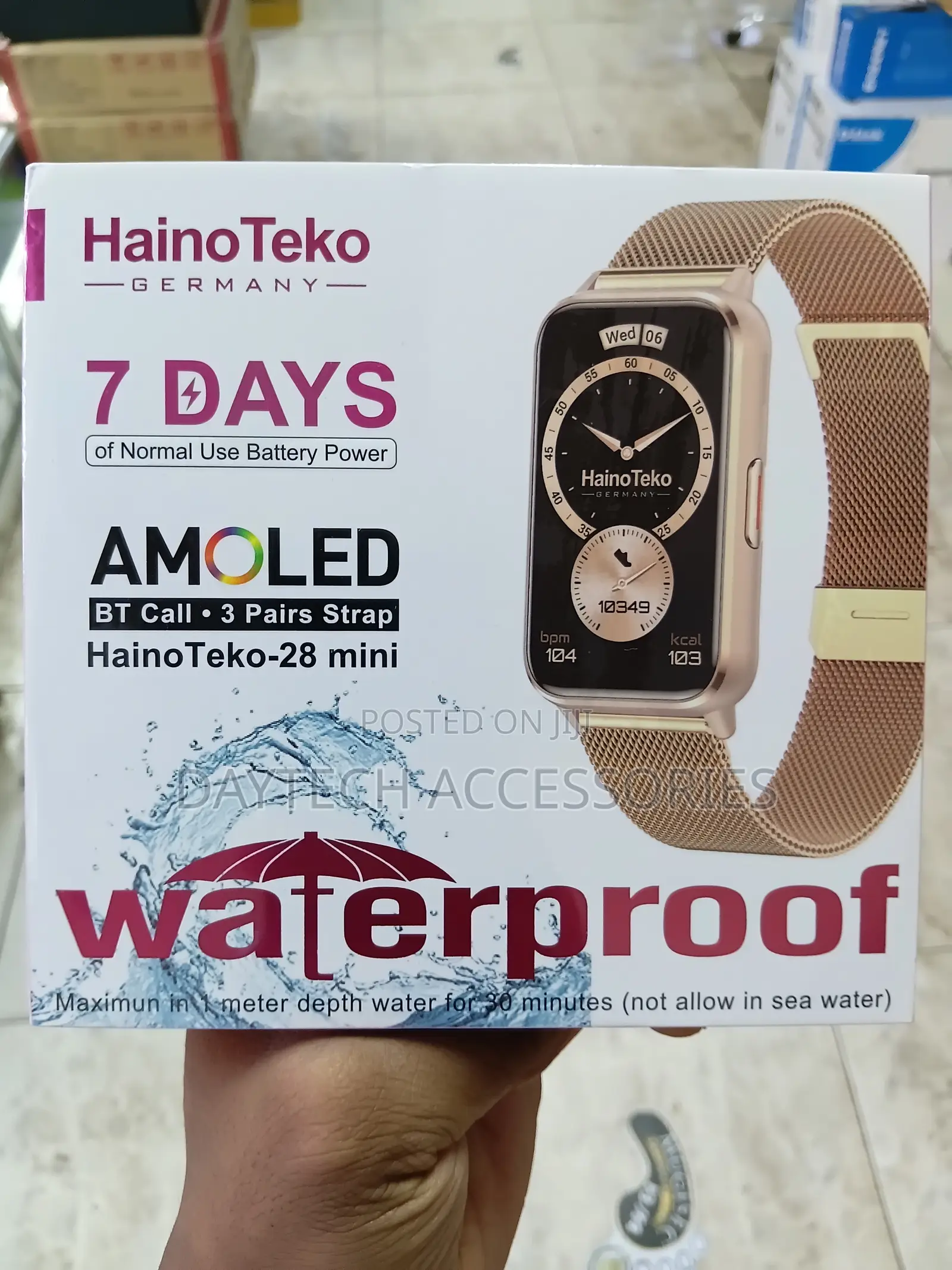 HainoTeko-28 Mini Ladies Smart Watch in Gold.