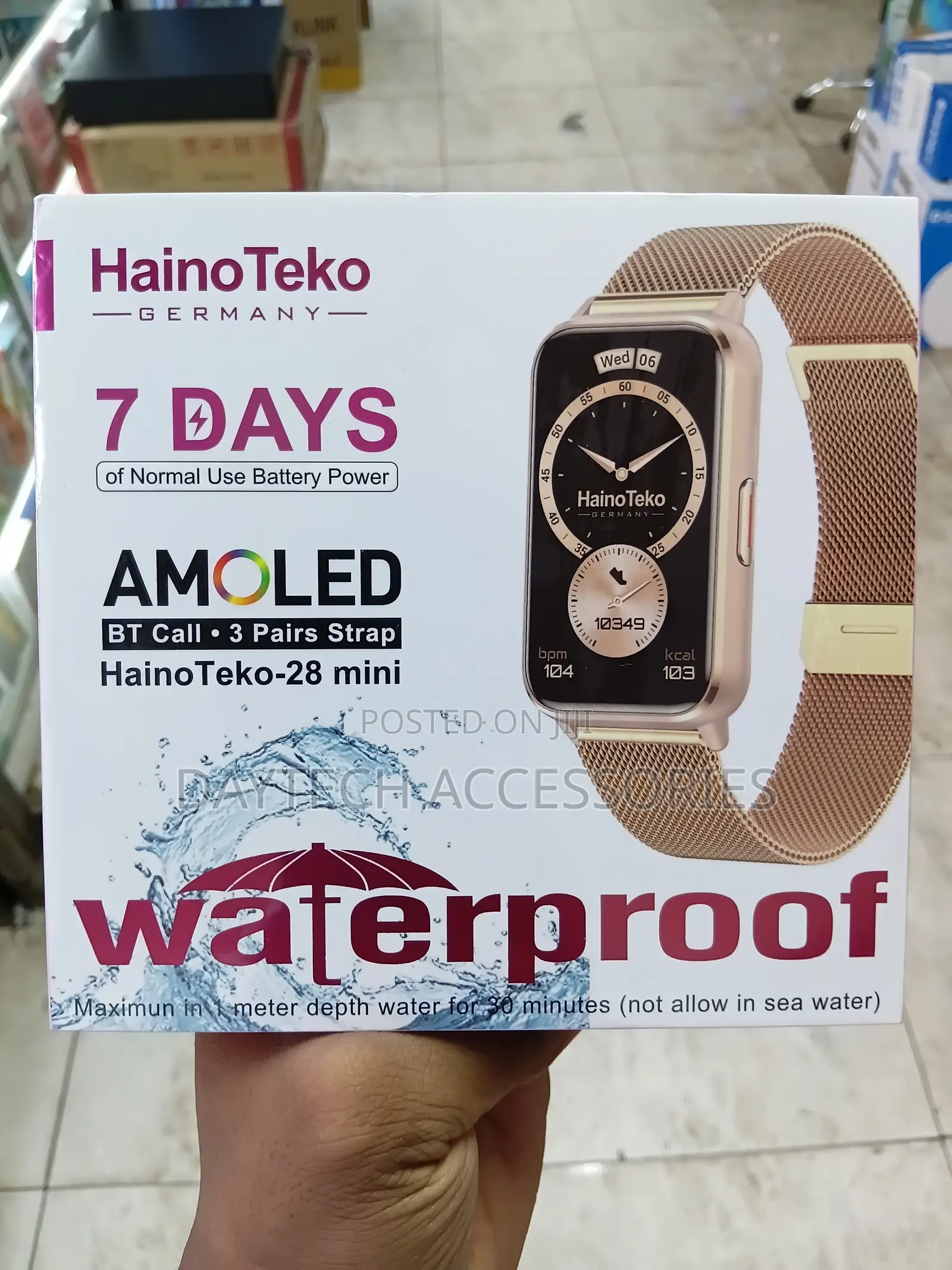 HainoTeko-28 Mini Ladies Smart Watch in Gold.