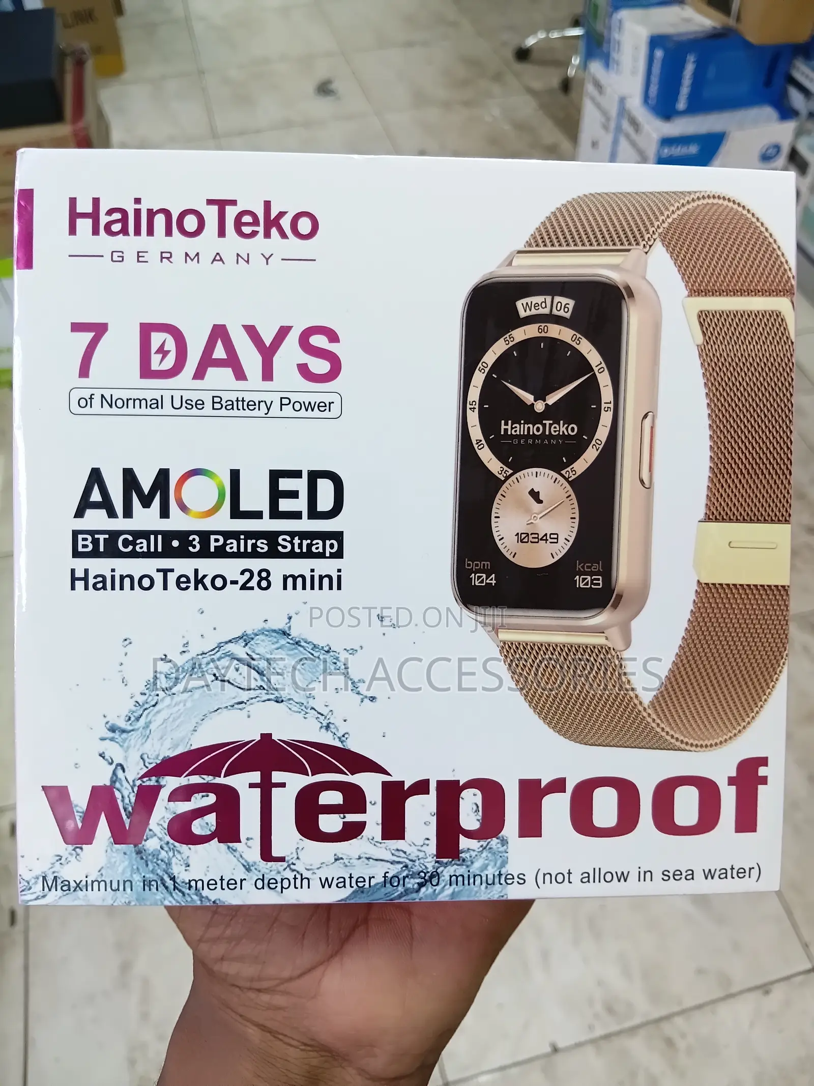 HainoTeko-28 Mini Ladies Smart Watch in Gold.