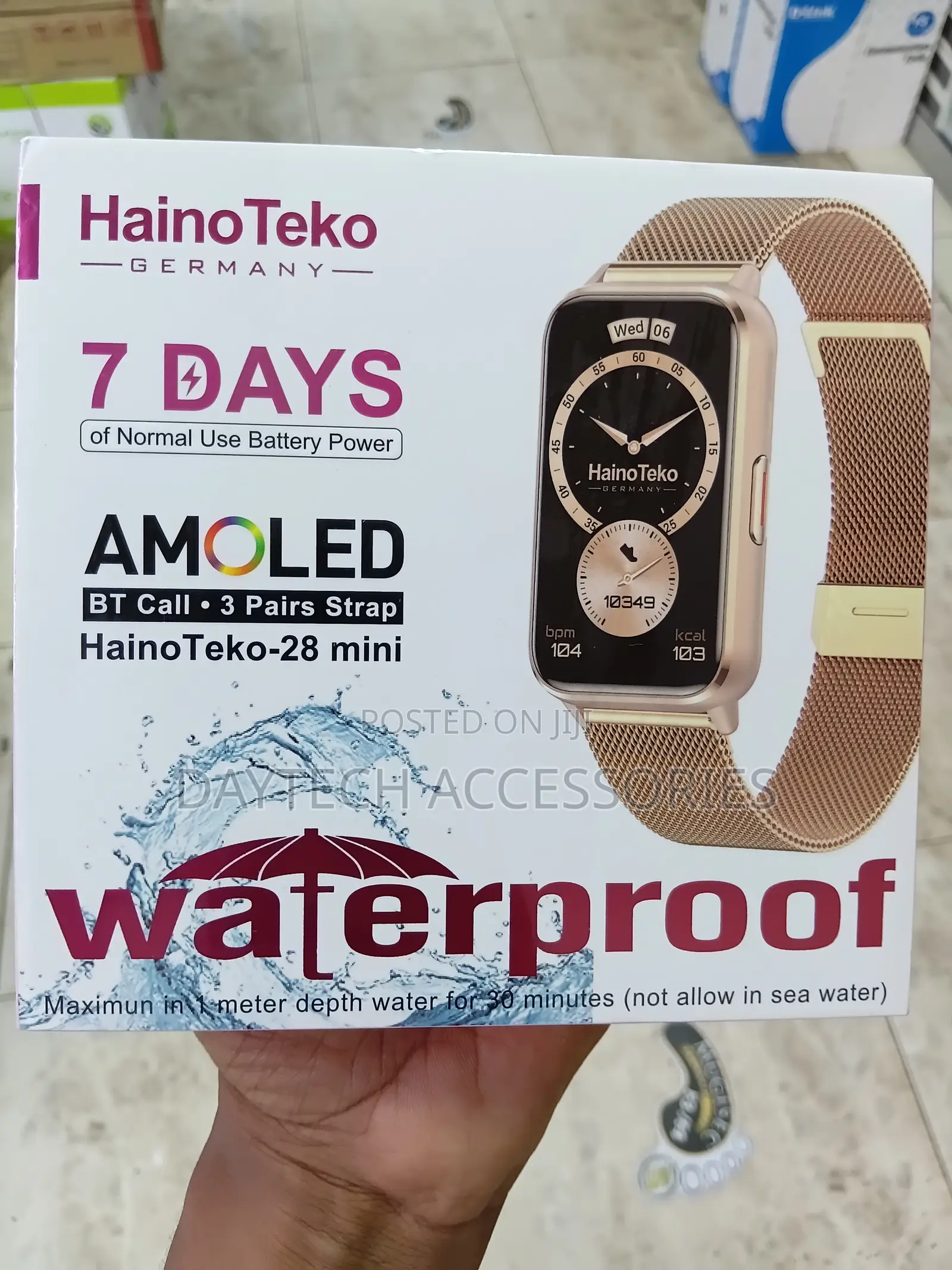 HainoTeko-28 Mini – AMOLED Smart Watch With 3 Straps for Women