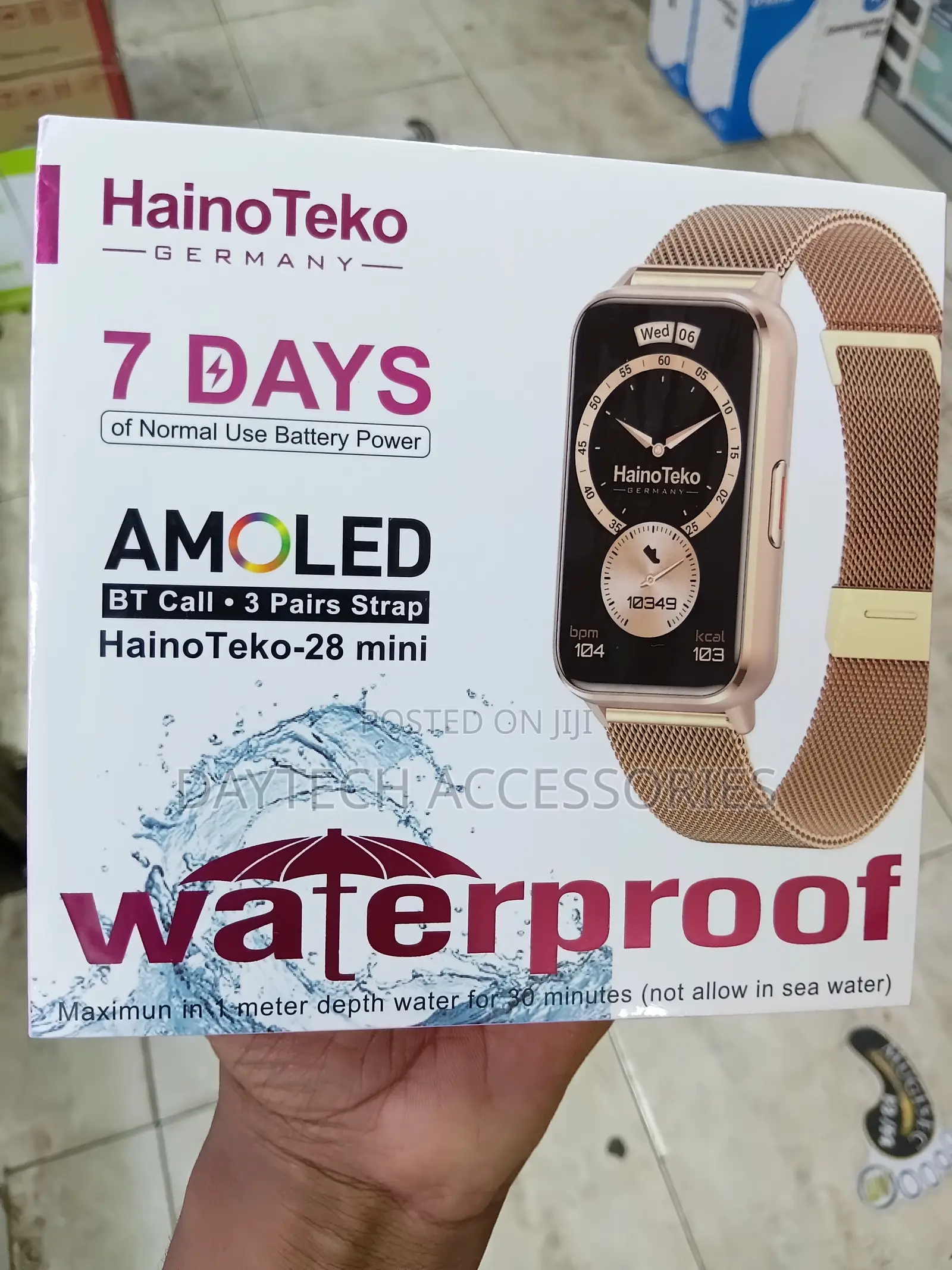 HainoTeko-28 Mini – AMOLED Smart Watch With 3 Straps for Women