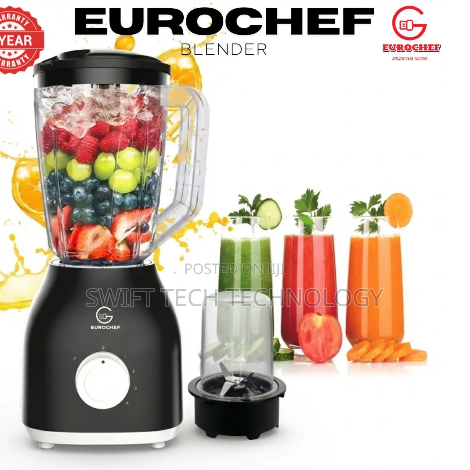 Blender 2 in 1 Eurochef Blender With Grinder