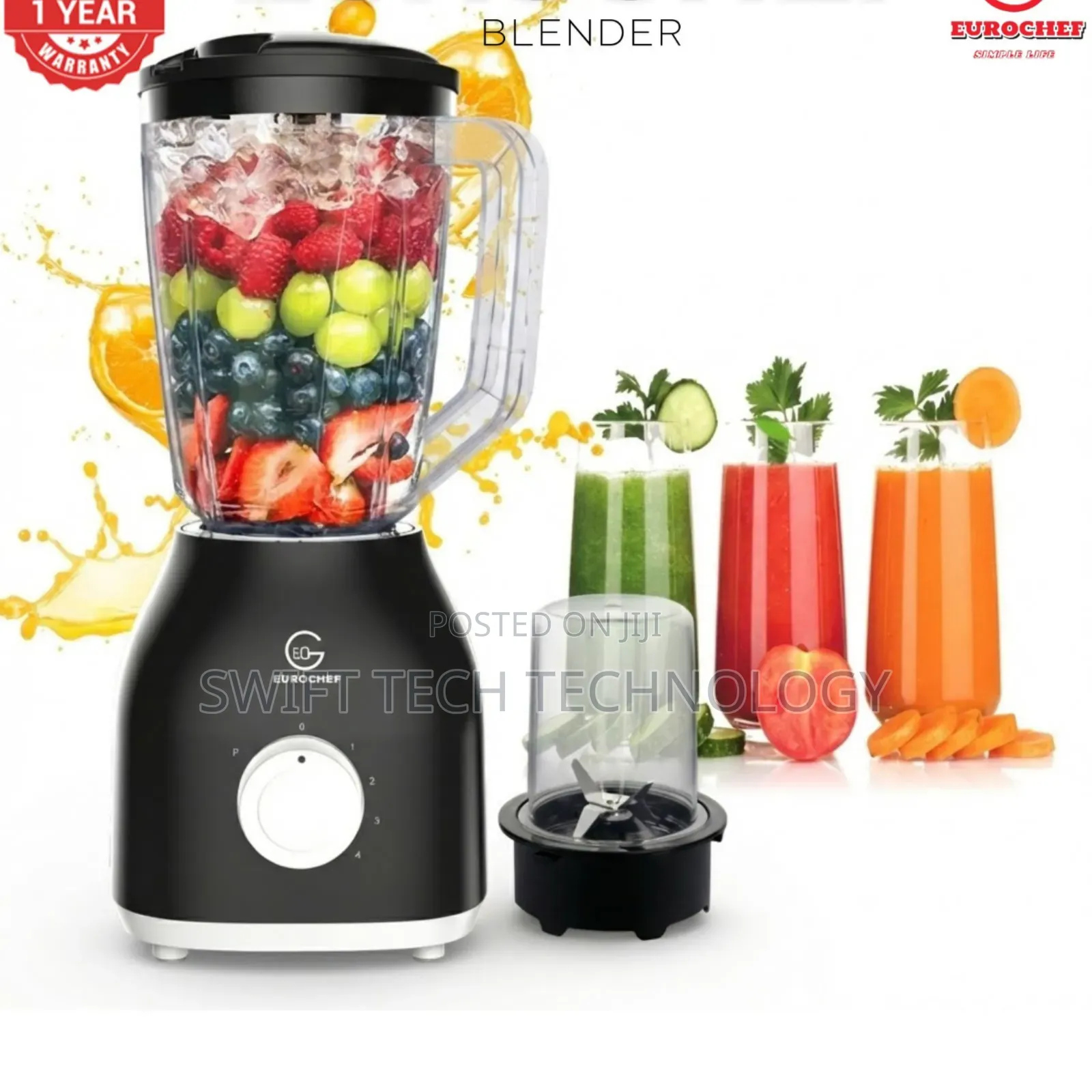 Blender 2 in 1 Eurochef Blender With Grinder