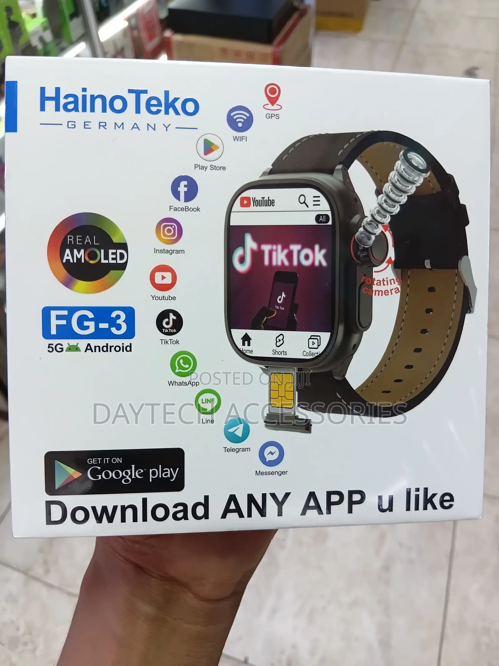 HainoTeko - 3 Germany AMOLED Display Waterproof Smart Watch - Black