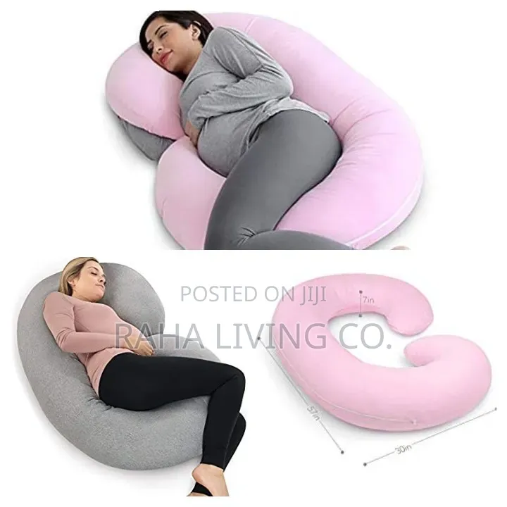 C Shape Pregnancy Pillow | Microfiber | Pink Grey