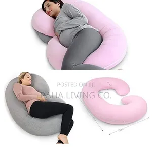C Shape Pregnancy Pillow | Microfiber | Pink Grey