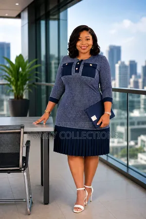 Check Pleated Office Dress