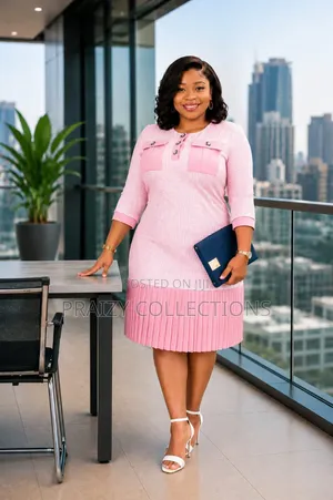 Check Pleated Office Dress