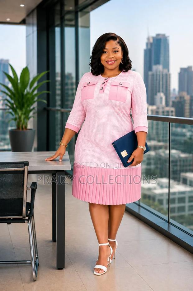 Check Pleated Office Dress - thumbnail 4