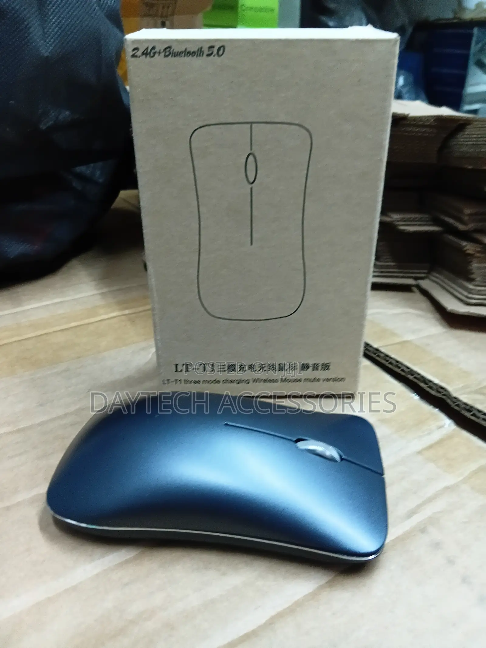 Dual Mode USB Rechargeable Wireless Silent Mouse - Black